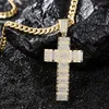 Waveshaped Large Cross Pendant Iced Out Bling Bling Crystal Fashion Chain Necklace Men Rapper Hip Hop Jewelry Cuba039s Necklaco6393719