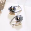 FashionBeautiful Hoop Oval Earrings Pave Grey Pearl and Cubic Zirconia Crystal High Quality Fashion Jewelry for Women5173764