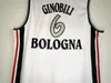 MEN MOIVE 6 MANU GINOBILI JERSEYカレッジバスケットボールキンダーボローニャジャージーチームカラーホワイトユニフォームスポーツ大学