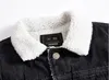 hot sell new Men's winter thick denim jacket Black slim thick lamb fleece coat free shipping size M-5XL