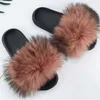 New Summer Woman mink Fur Slides Fluffy Real Hair Slippers Flat Non Slip Indoor Flip Flops Mujer Casual Furry Beach Sandals