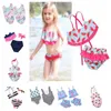 Baby Swimwear Girls Ins Swimsuit Fashion Striped Flower Swim Suits Tops Shorts Headband Bathing Suits Summer Ethnic Bikini 33 Styles EZYQ588
