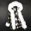 Marca maomaokong luxo rosa fox guarnição da pele limiar rosa sorvete cor forro de pele de coelho rosa longo casacos de neve parka cuff fur