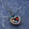 Magnetic Rainbow Color Love MoM Glass Living Memory Locket Pendant Pearl Cage Floating Charms Pendant Necklace With Steel Chain