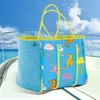 2019 Kvinnor som trycker på handväska Neopren Beach Bag Fashion Trapeze Tote Messenger Väskor storkapacitet Casual Tote Bag Aail232B