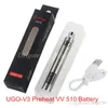 정통 UGO-V II 2 510 스레드 vape 펜 UGO V3 가변 전압 예열 예열 EVOD 배터리 키트 자아 충전기 마이크로 USB 패스 스루 ECIGS