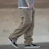 Pantalones de carga de varios bolsillos Men Streetwear suelto holgado holgado