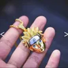 14K Altın Buzlu Çıkış CZ Bling Naruto Sasuke Kolye Kolye Erkek Mikro Pave Kübik Zirkonya Simüle Elmaslar Kolye234m