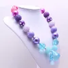 Violet + bleu couleur enfant gros collier bracelet ensemble mode bricolage enfants fille enfant en bas âge Bubblegum grosse perle collier ensemble de bijoux