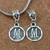 50pcslot Antique silver Initial Alphabet Disc quotMquot Charm Pendants For Jewelry Making Bracelet Necklace DIY Accessories 18541923