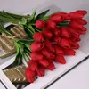 Tulipani in lattice Artificiale PU Bouquet di fiori Fiori dal tocco reale Per la decorazione domestica Fiori decorativi per matrimoni Opzione 11 colori