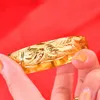 Spessore Dubai Bangle 18K Yellow Gold Filled Wedding Womens Phoenix intagliato moda braccialetto gioielli regalo solido