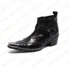 Men Shoes Genuine Leather Boots New Fashion Simplicity Metal Pointed Toe Boots Big Size Zipper Short Boots