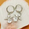 Silber Anhänger weiblichen koreanischen Modeaccessoires Schmuck Engel Flügel eingelegten künstlichen Zirkon weiblichen Ohrringe Geschenk