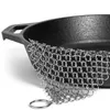 20 * 20cm Paslanmaz Çelik Chainmail Yüzük Scrubber Cast Iron Tava Pot Temizleyici Ev Ev Temizlik Aracı 100