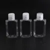 30ml 60ml Empty PET plastic bottle with flip cap transparent square shape bottle for makeup fluid disposable hand sanitizer gel