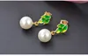mode luxe classique designer coloré huile fleur perle pendentif S925 boucles d'oreilles en argent sterling pour femme