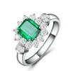 Vintage 100 925 Sterling Silver Jewelry Ring Natural Emerald Gemstone Diamond Rings for Women Storlek 5122935059