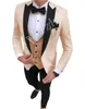 Красивый One Button Groomsmen Пик нагрудные Groom Tuxedos Мужские костюмы венчания / Prom / Dinner Best Man Blazer (куртка + брюки + Tie + Vest) W92