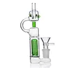 Glas Hookah Green Bong för Dabs Kit Bowl Spet Set Straw 14mm Fog för rökning Vattenåtervinningsbongs Rör