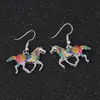 Nya Europa Vintage Party Casual Jewelry Set Women's Colored Glaze Horse Halsband med örhängen S370