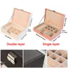 Travel Jewelry Storage Box Women Leather Rectangle Necklace Rings Earrings Packaging Storage Double Layer Jewelry Organizer Case BH2453 TQQ