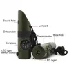 7 W 1 Whistle Mini SOS Survival Kit Camping Whistle Survival Whistle z Termometr Compass Lightlight Magnifier Narzędzia Piesze wycieczki Na zewnątrz