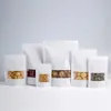 Герметичные сумки Белый крафт-бумажный пакет стоит на молнии Многоразовый пищевой закусочный мешок для упаковки печенья
