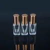 3ML Essential Oil Perfume Bottles Square Clear Glass Roll On Bottle with Gold/Silver Cap Stainless Steel Roller
