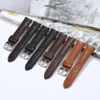 Banda de relógio de couro de couro genuíno com fivela de fivela de prata 18mm 22mm3350770