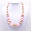 Pink+Gold Color Kid Chunky Necklace Newest Arrivel Fashion Bubblegume Bead Chunky Necklace Jewelry For Baby Kid Girl
