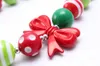 New Christmas Baby Kid Chunky Necklace Pretty Red Bow Girl Kids Bubblegum Chunky Bead Necklace Children Jewelry