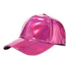 Frauen Laser Baseball Kappe Glänzende Pu Einfarbig Hüte Mode Männer Hip Hop Caps Unisex Einstellbare Hüte Snapback Baseball Kappe