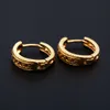 Fashion 24K Gold Plated Greek Pattern Round Hinged Hoop Earrings