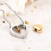Personlig gravering anpassad rostfritt stål dubbel hjärta guldhänge kremering urn halsband för aska minnesmärke302g