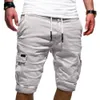 Männer Jeans Einfarbig Cargo Shorts Männer 2021 Mens Casual Männlich Lose Arbeit Mann Kordelzug Fünfte Hosen Plus Größe1