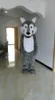 Costume de mascotte de loup gris d'Halloween, dessin animé de haute qualité, chien Husky, animal, thème animé, personnage de carnaval de Noël, costumes fantaisie