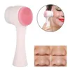 Escova de limpeza facial de silicone de dois lados, escova de limpeza facial, cuidados com a pele, massageador, limpador de poros, escovas de maquiagem facial