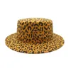 2019 Nuevo Leopardo Unisex Plano Sombrero Top Top Imitación Mujeres Fedoras Sombreros Elegante Vintage Trilby Caps Panamá Jazz Hat Chapeau