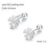 Mode- Rosa CZ 925 Sterling Silber Blumen Schraub Ohrstecker für Frauen Mädchen Kinder Piercing Schmuck Orecchini Aros Arete