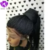 250% Densidade Cornrow Retor de torno brasileiro Twist Braided Wigs Synthetic Lace Front Wig Crochet Twist Braids Hair Wig completo com cabelo de bebê