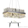 Luxury Modern Crystal Chandelier Lighting Square Chandeliers with Crystal Tube Gold/ Chrome for Dinning Room Living Room