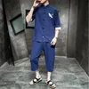 Heiße chinesische Art Retro Herrenanzüge Kleidung Mode Freizeithemd Tang-Anzug Trainingsanzüge Druck Designer Langarm Strickjacke Hosen Sets