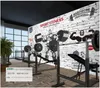 Benutzerdefinierte Fototapete 3D-Gym-Wandbilder Vintage-Mauer-Muskel-Sport-Fitness-Club-Bild-Wand-Hintergrund-Dekoration-Tapeten