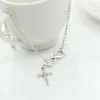 Уникальное ожерелье с крестом бесконечности для женщин, цинковый сплав, ювелирные изделия Forever Faith в подарок, цепочка на ключицы в стиле бохо, серебряные женские ожерелья