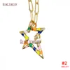 Gold Filled Chain Choker Gold Band Star Lock Necklace Enamel Star Screw Clasp Carabiner Necklace NM31359