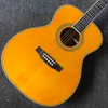 Custom Factory Solid Spruce Top Acoustic Guitar New Fishbone Binding OM Ciało w żółtym kolorze