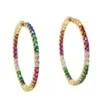 Boucle d'oreille arc-en-ciel en gros pour femmes, réglage de griffes, zircone cubique colorée, bijoux de luxe magnifiques pour femmes