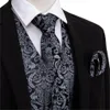 Designer Mens Classic Black Paisley Jacquard Folral Silk kamizelki kamizelki chusteczki krawat kamizel