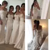 2020 Champagne sjöjungfru brudtärna klänningar för bröllop Satin Spaghetti Straps Lace 3D Appliques Plus Size Long Formal Maid of Honor Gowns